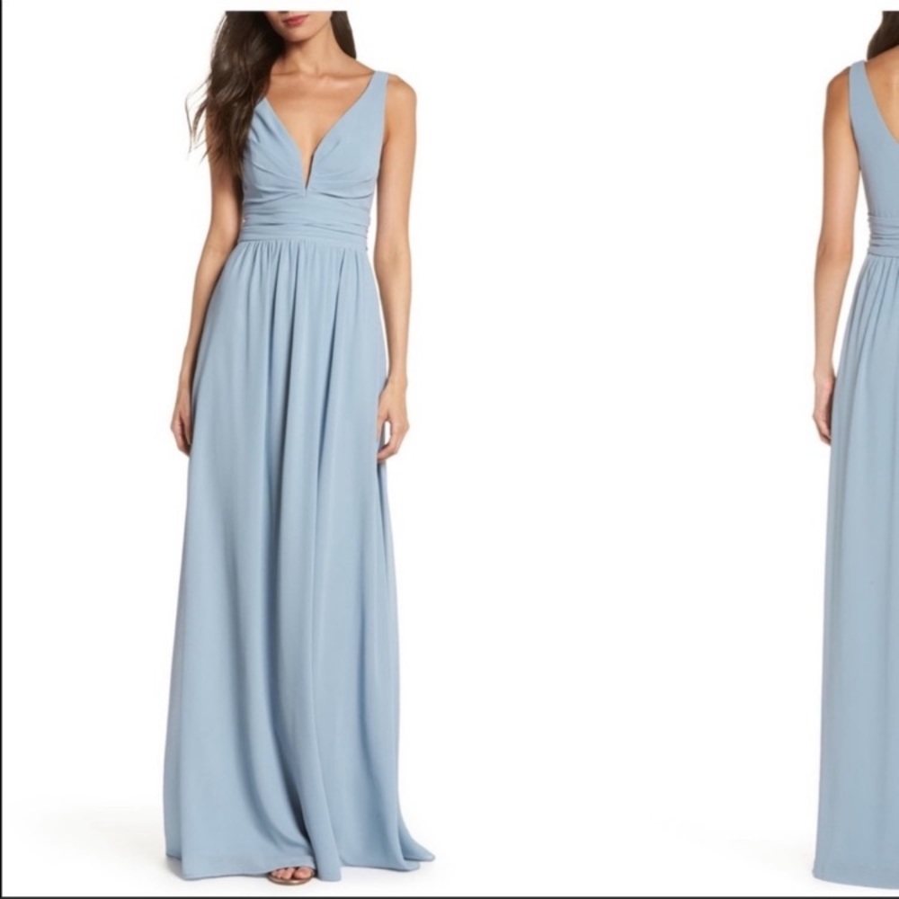 Lulus Chiffon Powder Blue notch dress